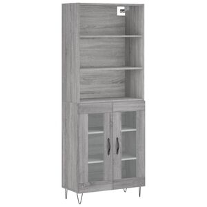 vidaXL Buffet haut Sonoma gris 69,5x34x180 cm Bois d'ing&eacute;nierie
