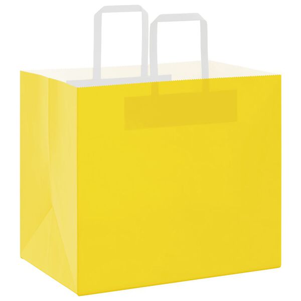 vidaXL Sacs en papier 50 pcs avec poign&eacute;es jaune 32x22x28 cm