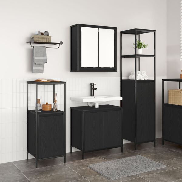 vidaXL Ensemble de mobilier de salle de bain 3 pcs Ch&ecirc;ne noir