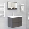 vidaXL Miroir de salle de bain Gris brillant 60x10,5x37 cm Agglom&eacute;r&eacute;