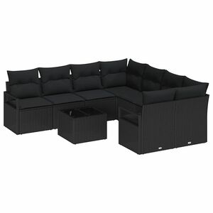 vidaXL Ensemble de Canap&eacute;s avec coussin 9 pcs Noir polyrotin