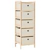 vidaXL &Eacute;tag&egrave;re de rangement 5 paniers tissu bois de c&egrave;dre beige