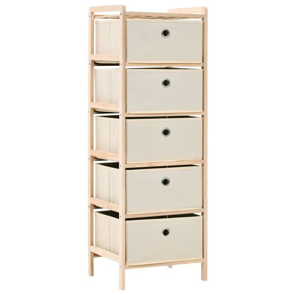 vidaXL &Eacute;tag&egrave;re de rangement 5 paniers tissu bois de c&egrave;dre beige