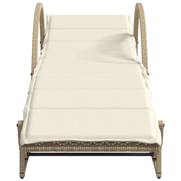 vidaXL Chaise longue avec coussin beige 60x199x42 cm r&eacute;sine tress&eacute;e