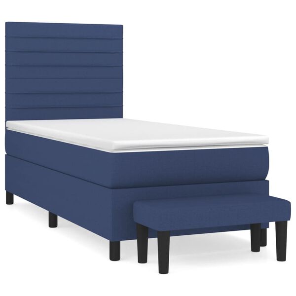 vidaXL Sommier &agrave; lattes de lit avec matelas Bleu 100x200 cm Tissu