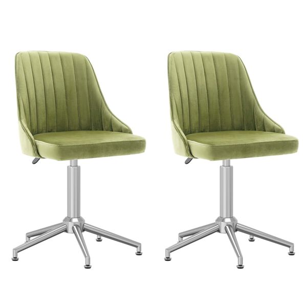 vidaXL Chaises pivotantes &agrave; manger lot de 2 vert clair velours