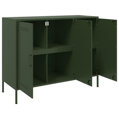 vidaXL Buffet vert olive 100,5x39x79 cm acier