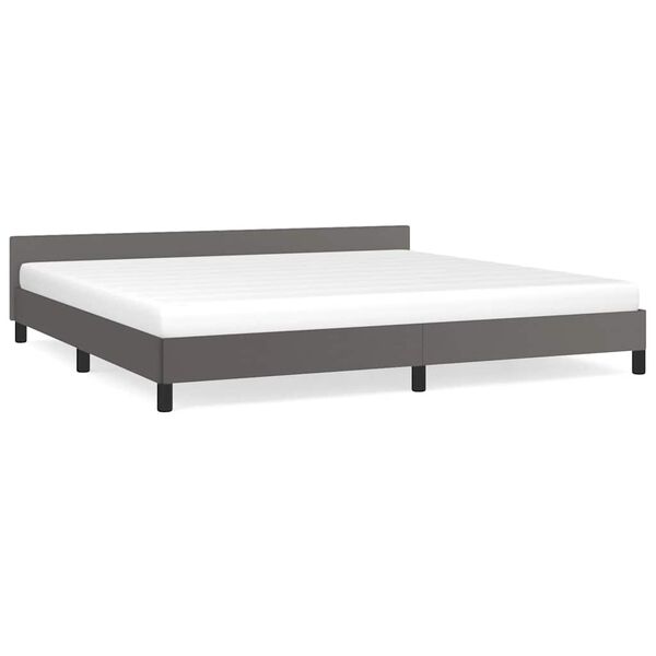 vidaXL Cadre de lit avec tête de lit sans matelas gris 200x200 cm