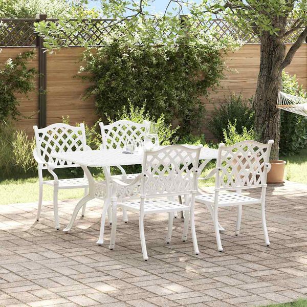 vidaXL Ensemble de salle &agrave; manger pour jardin 5 pcs Blanc Aluminium