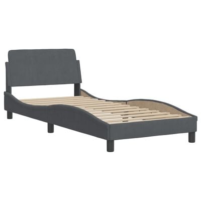 vidaXL Cadre de lit sans matelas gris foncé 90x200 cm velours