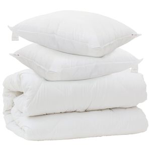 vidaXL Couette avec Oreillers avec oreiller 3 pi&egrave;ces Blanc Microfibre