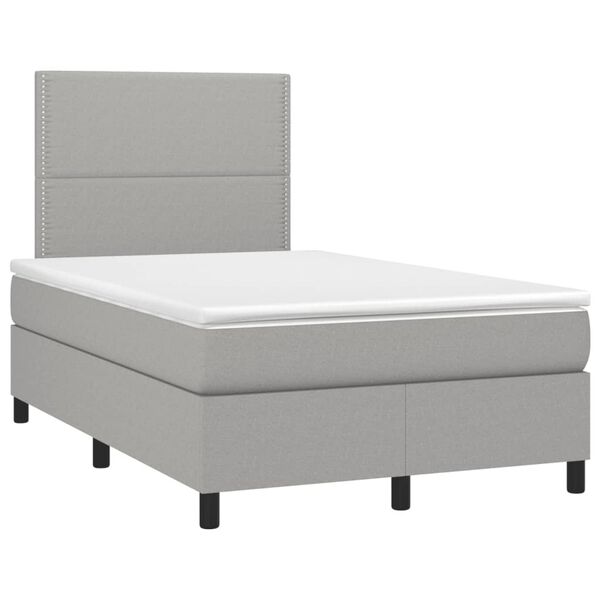 vidaXL Sommier &agrave; lattes de lit matelas LED gris clair 120x190 cm tissu