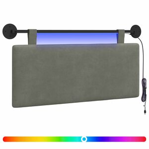 vidaXL T&ecirc;te de lit suspendue Gris clair Tissu en velours c&ocirc;tel&eacute;