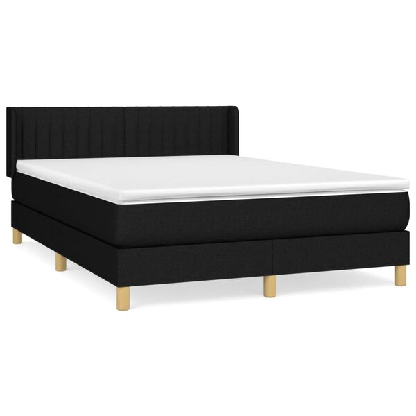 vidaXL Sommier &agrave; lattes de lit avec matelas Noir 140x200 cm Tissu