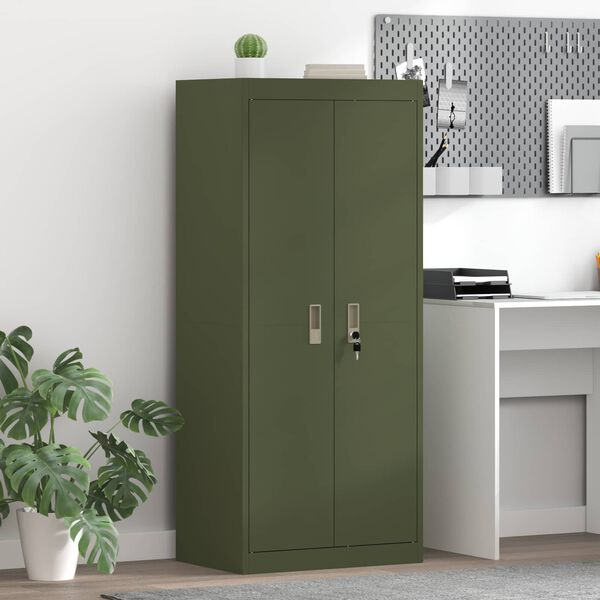 vidaXL Armoire de rangement avec stockage Vert olive 60 x 40 x 140 cm