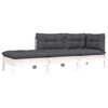 vidaXL Salon de jardin 3 pcs avec coussins Blanc Bois de pin solide