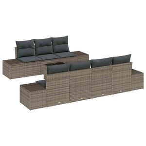 vidaXL Ensemble de canap&eacute; de jardin 8 pc Gris polyrotin
