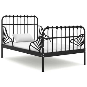 vidaXL Cadre de lit extensible sans matelas Noir M&eacute;tal 80x130/200 cm