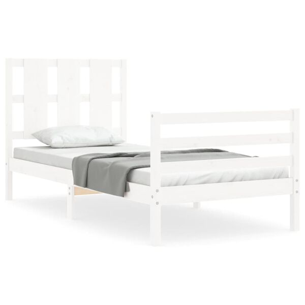 vidaXL Cadre de lit sans matelas blanc 100x200 cm bois massif