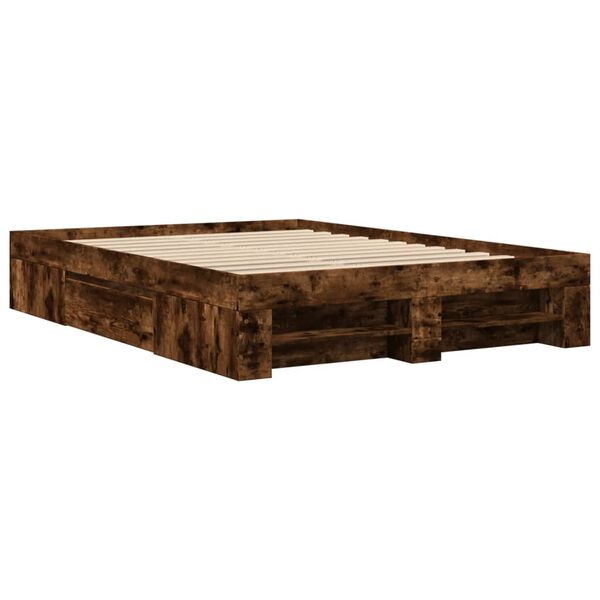 vidaXL Cadre de lit sans matelas ch&ecirc;ne fum&eacute; 140x190 cm bois ing&eacute;nierie