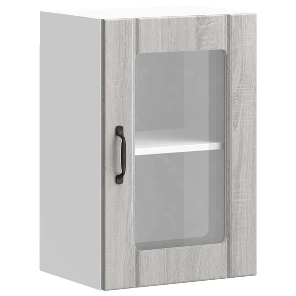 vidaXL Armoire murale de cuisine avec porte en verre Lucca sonoma gris