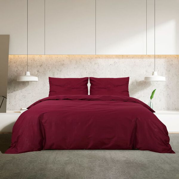 vidaXL Ensemble de housse de couette Bordeaux 200x200 cm Coton
