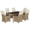 vidaXL Ensemble &agrave; manger de jardin et coussins 7 pcs beige poly rotin