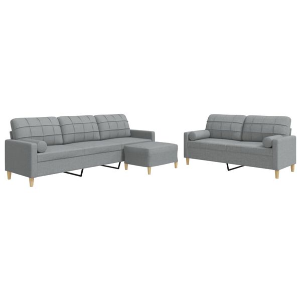 vidaXL Ensemble de canap&eacute;s 3 pcs repose-pied et coussins d&eacute;coratifs