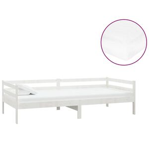 vidaXL Lit de repos avec matelas 90x200 cm Blanc Bois de pin massif