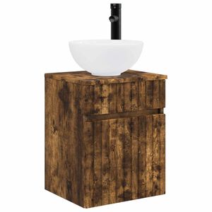 vidaXL Meuble de lavabo mural Ch&ecirc;ne fum&eacute; 39 x 35 x 63 cm