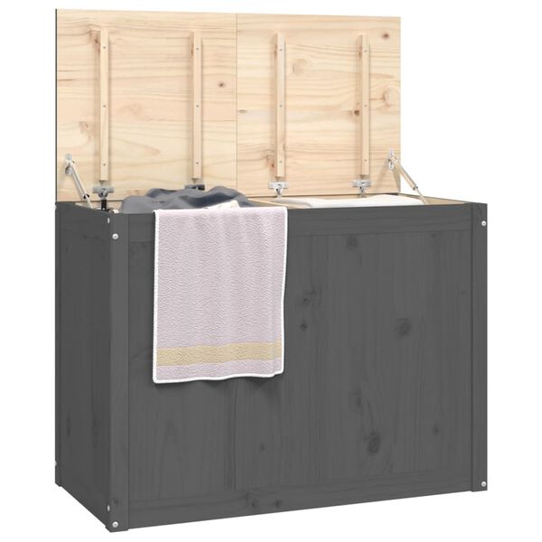 vidaXL Bo&icirc;te &agrave; linge Gris 88,5x44x66 cm Bois massif de pin
