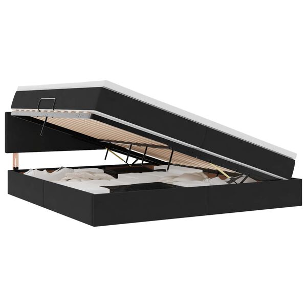 vidaXL Lit avec rangement et LED avec LED Noir 200 x 200 cm Velours