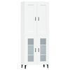 vidaXL Buffet haut Blanc 69,5x34x180 cm Bois d'ing&eacute;nierie