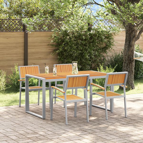 vidaXL Ensemble de salle &agrave; manger pour jardin 5 pcs Gris
