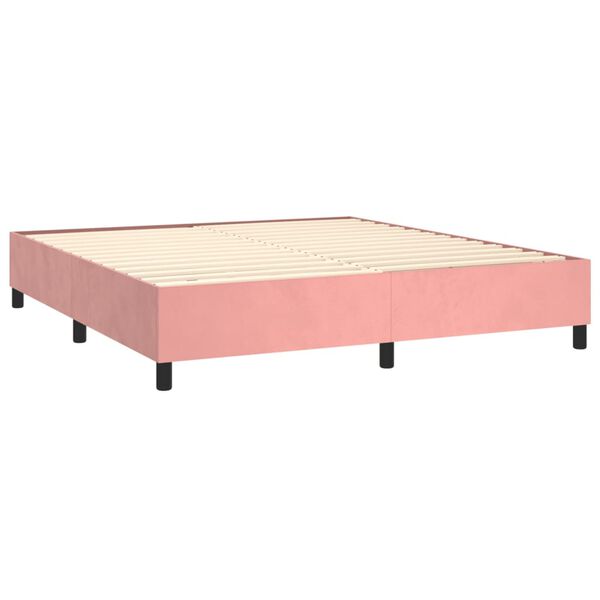 vidaXL Sommier &agrave; lattes de lit avec matelas Rose 160x200 cm Velours