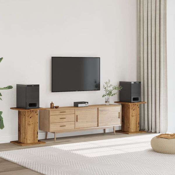 vidaXL Supports de haut-parleurs 2 pcs vieux bois bois d'ing&eacute;nierie