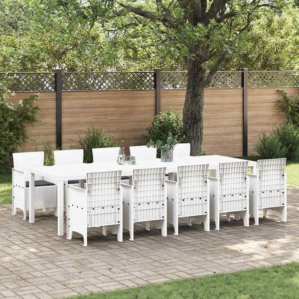 vidaXL Ensemble de salle &agrave; manger pour jardin 11 pcs Blanc