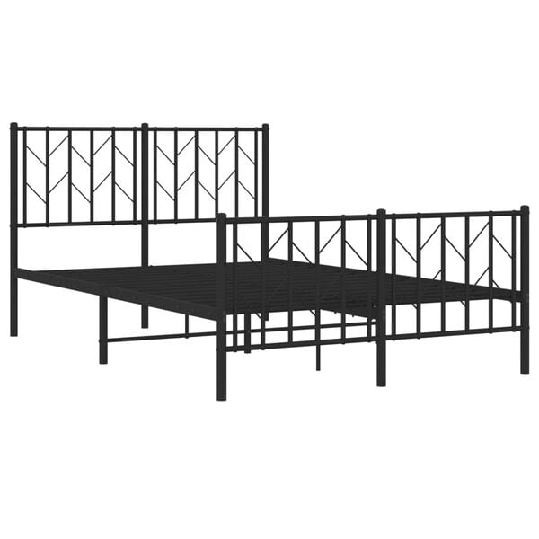vidaXL Cadre de lit m&eacute;tal sans matelas avec pied de lit noir 120x200cm