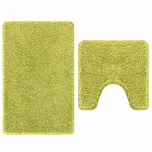 vidaXL Ensemble de tapis de bain antid&eacute;rapants 2 pcs Vert PP