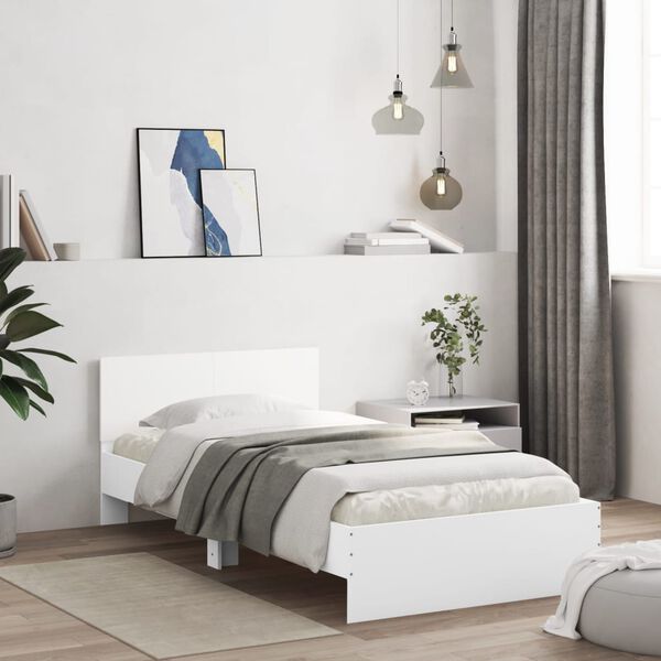 vidaXL Cadre de lit sans matelas avec t&ecirc;te de lit blanc 100x200 cm