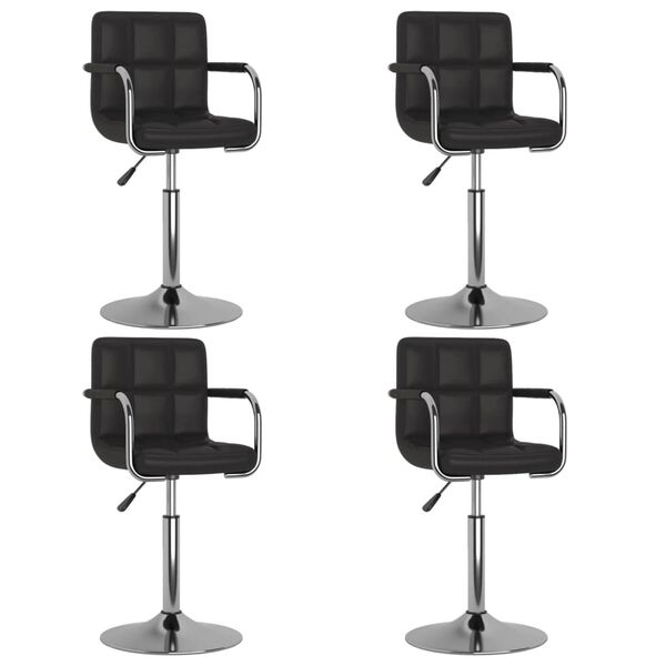 vidaXL Chaises pivotantes &agrave; manger lot de 4 noir similicuir
