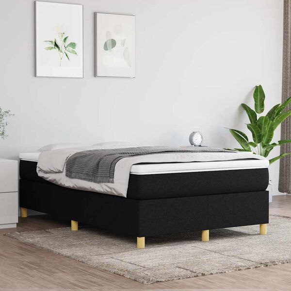 vidaXL Sommier &agrave; lattes de lit avec matelas noir 120x190 cm tissu