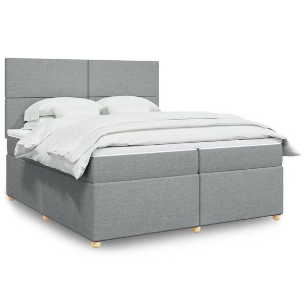 vidaXL Sommier &agrave; lattes de lit avec matelas Gris clair 200x200cm Tissu