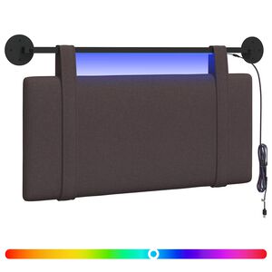 vidaXL T&ecirc;te de lit suspendue Avec lumi&egrave;re LED Marron fonc&eacute; Tissu