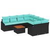 vidaXL Ensemble de canap&eacute; de jardin avec coussin 9 pcs Noir polyrotin