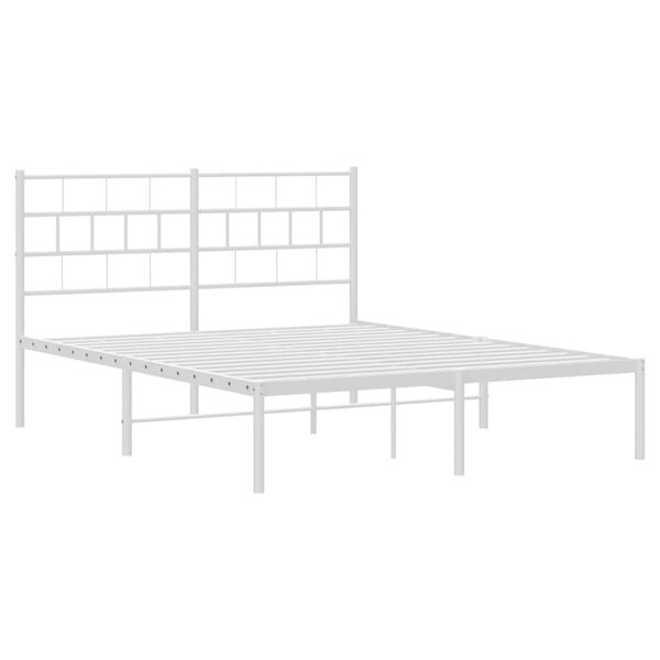 vidaXL Cadre de lit m&eacute;tal sans matelas et t&ecirc;te de lit blanc 140x200 cm