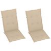 vidaXL Chaises de jardin lot de 2 et coussins beige Bois teck massif