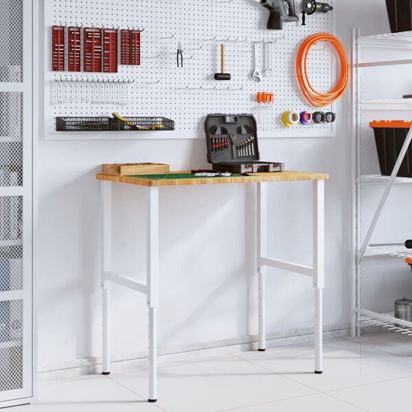 vidaXL &Eacute;tabli marron clair bois de ch&ecirc;ne massif rectangulaire