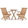 vidaXL Ensemble &agrave; manger de jardin 3 pcs Bois de teck massif