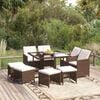 vidaXL Ensemble &agrave; manger de jardin et coussins 9 pcs Poly rotin Marron